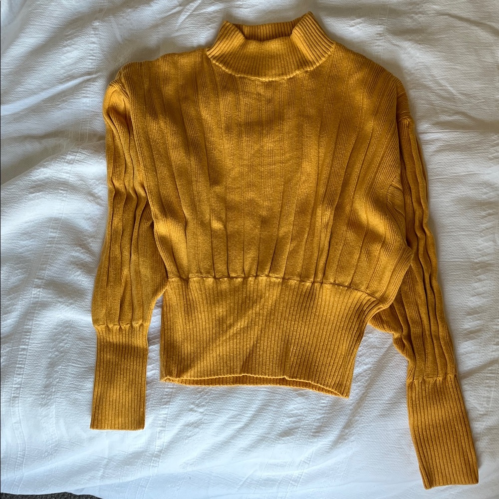 Wilfred Golden Ribbed Turtleneck Sweater